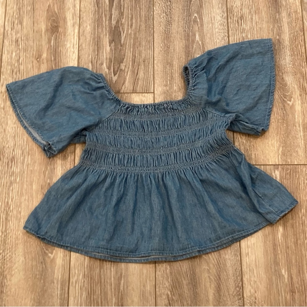 Old Navy Chambray Rusched Off-Shoulder Top